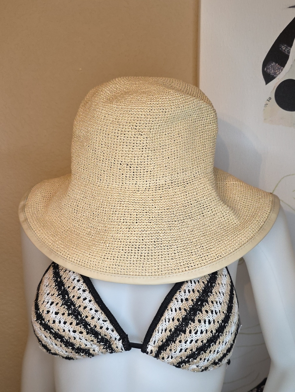 NWT CATARZI 1910 ITALY Packable Beige Straw Sun Hat - Women's Beach Hat P25CAT17